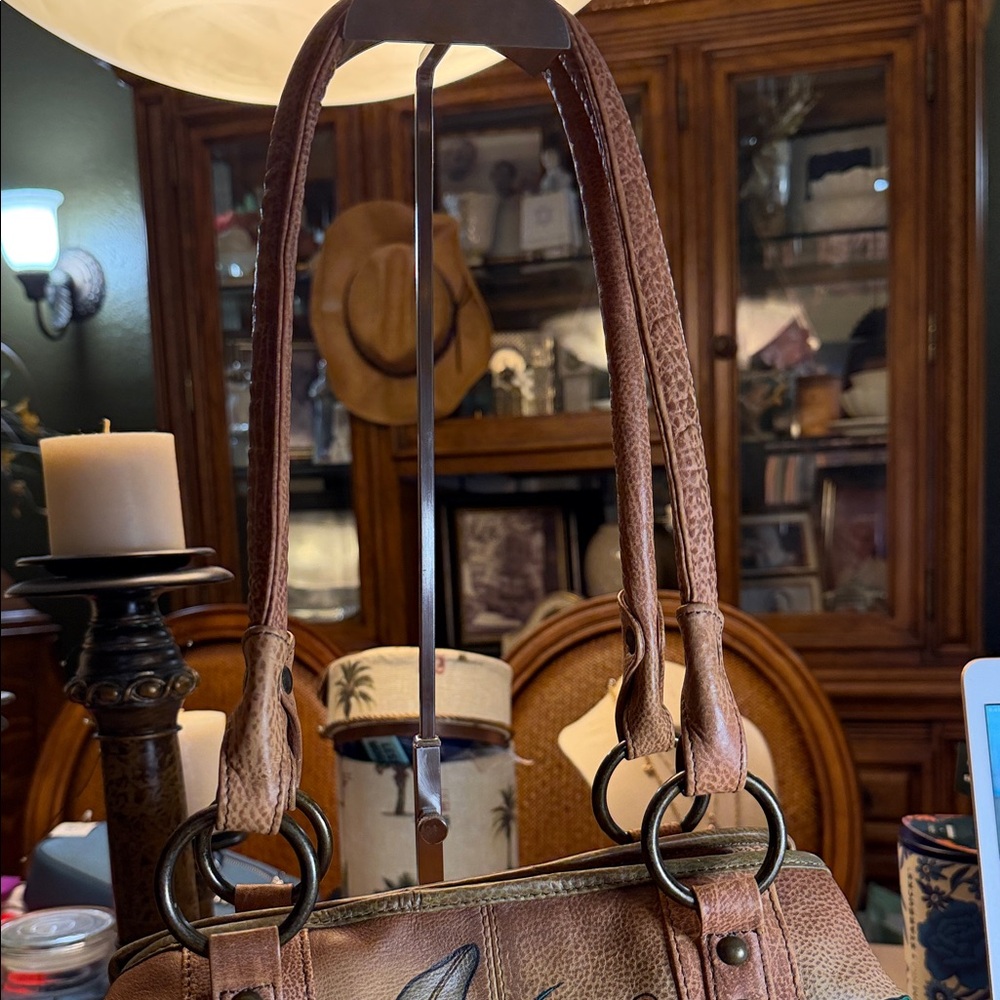FINAL PRICE $125. Anuschka Hand-Painted Floral Leather Shoulder Bag - Multicolor - Picture 2 of 16